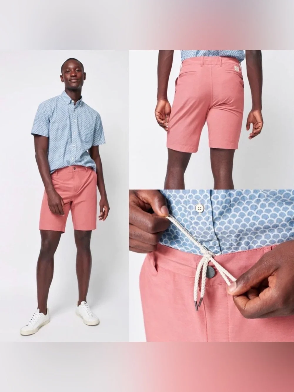 Faherty All Day Belt Loop Shorts 7” in Sunrose size 34